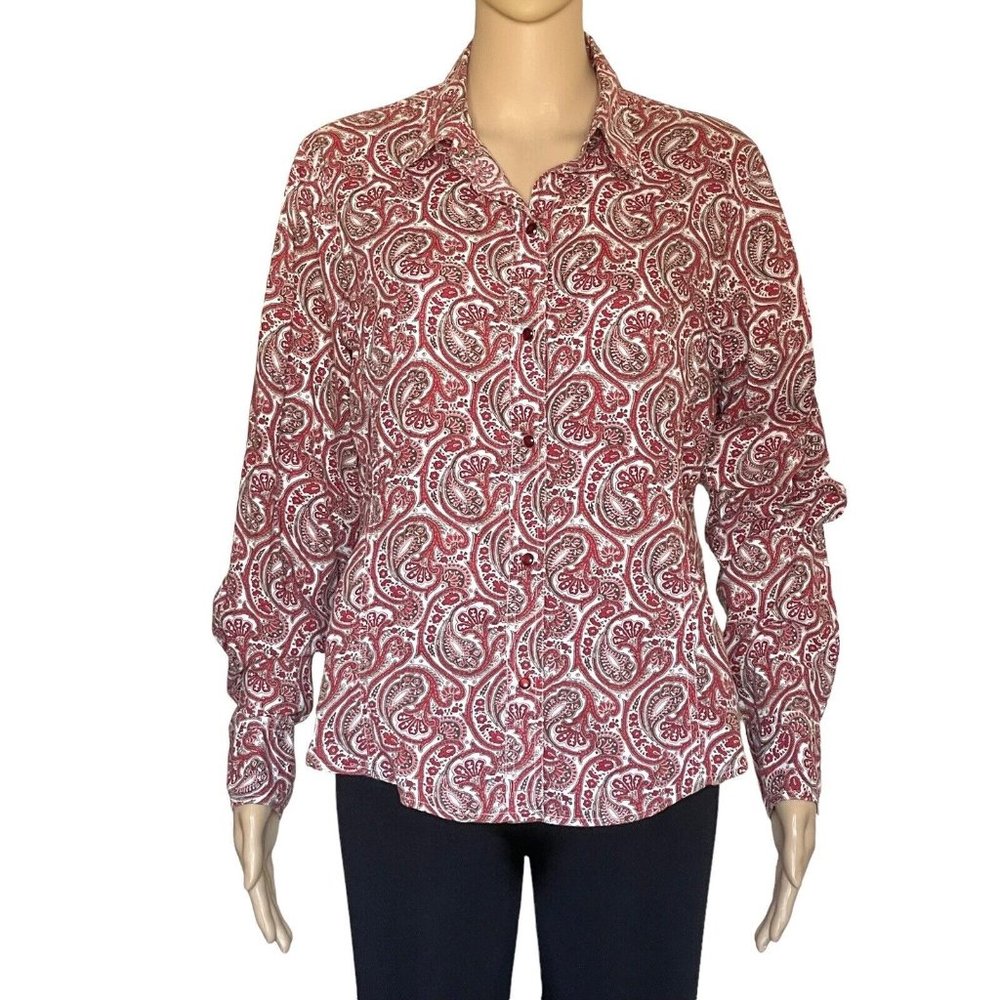 Shyanne Womens Button size L long sleeve Front Shirt Plum Plaid